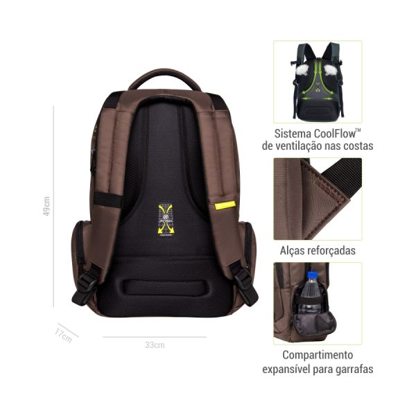 Mochila Executiva Antifurto Para Notebook 15.6 Posher Journey Café