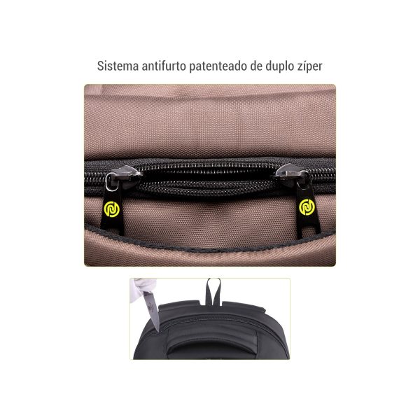 Mochila Executiva Antifurto Para Notebook 15.6 Posher Journey Café