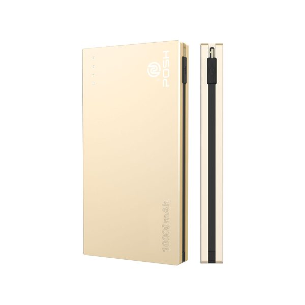 Carregador Portátil Posher Power Bank Metal Duo 10000mah Dourado