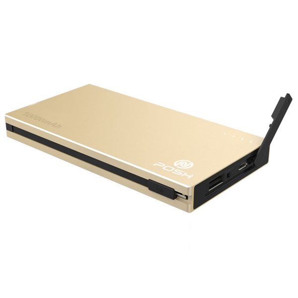 Carregador Portátil Posher Power Bank Metal Duo 10000mah Dourado