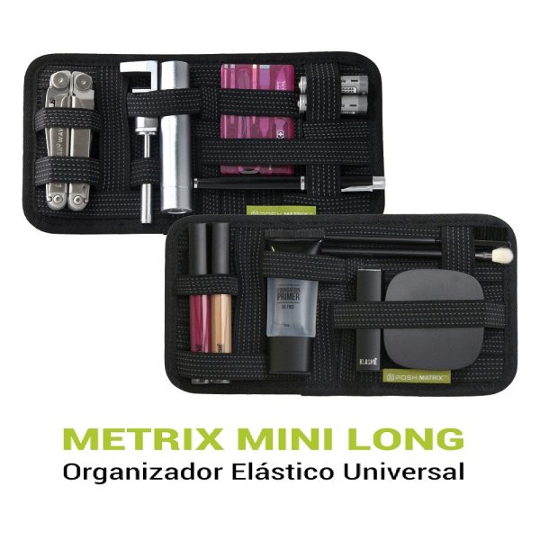 Organizador Metrix Posher Elástico Universal MINI LONG para Transportar Cosméticos, Dispos. Eletrônicos, Informática