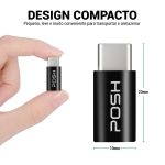 Adaptador Posher Micro USB para USB C em ABS para cabo USB Branco