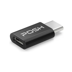 Adaptador Posher Micro USB para USB C em ABS para cabo USB Preto