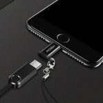 Adaptador Conversor Lightning Micro USB com Chaveiro Carrega e Transfere Dados Posher Prateado