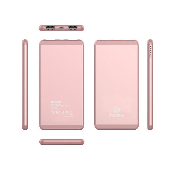 Carregador Portátil Power Bank Metal 5000mah Alloy Duo Posher Pba5s Rose