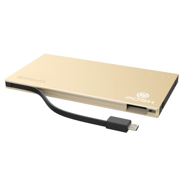 Carregador Portátil PowerBank Metal 5000mah Duo Slim Posher Pbd5s Dourado